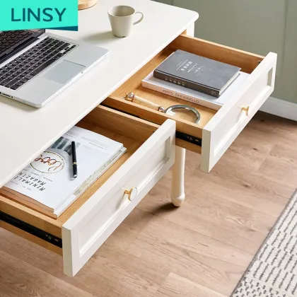 Linsy White Modern Corner Computer Desk for Home Office