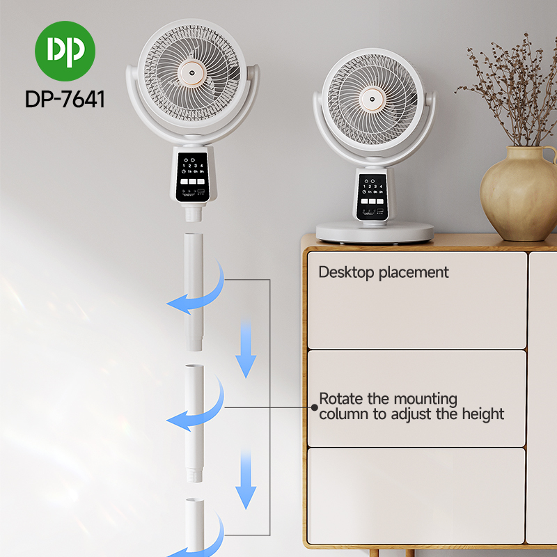 7`` Solar Rechargeable Standing Remote Fan with Bulbs-7641
