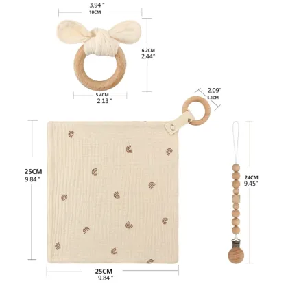 3-in-1 Teething Toy and Pacifier Accessory Pack: Including Teether Rings, Bibs, and Pacifier Clips for Babies