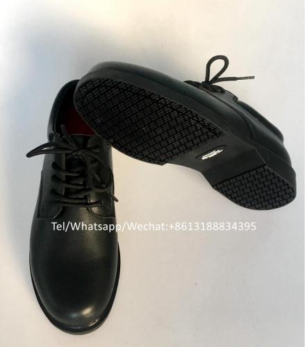 Black grain leather laced PU sole cemented shoes