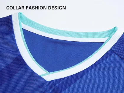 New Sale Sublimation Team Sportswear Jersey Soccer Uniforms Quick Dry Confortable Custom Blue Yellow Soccer Jersey with Collar