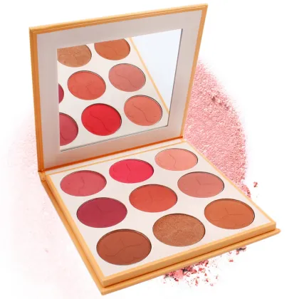Peach Blossoms Face Contouring Pressed Powder Palette: 9 Shades for Contouring, Foundation, Concealer, and Blush