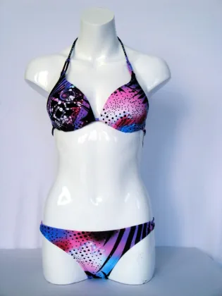 Two Piece Swimwear Assorted Leopard Color Polyester Swim Suit For Women S / M Size