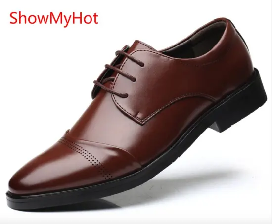 ShowMyHot High Quality Men Casual Oxfords Shoes Men Leather Dress Shoes Business Formal Wedding Party Shoes Men Flats 38 to 48