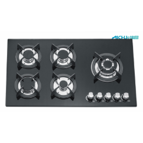 5 Burners Tempered Glass Gas Hob Top