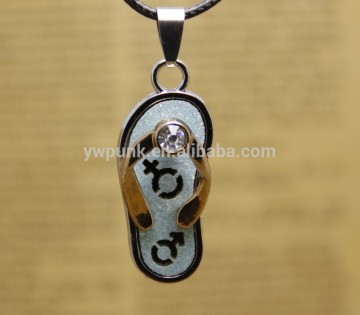 Fashion colorized rhinestone flip flops necklace pendant for lovers