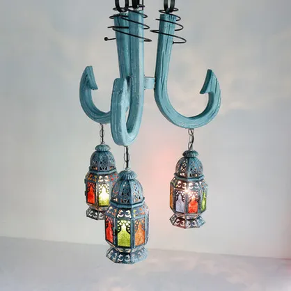 Hot sale unique blue pastoralism modern iron chandelier