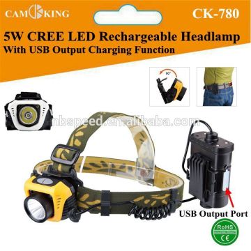 CREE High Power LED Rechargeable Headlamp with Sensor Function,USB output charging for mobile phone