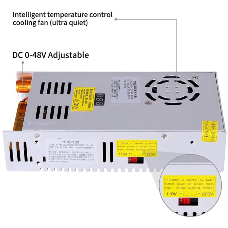 500W/480W Switching Power Supply AC 110/220V to DC 0-24v 0-36v 0-48v Adjustable voltage Digital display SMPS For LED Light Strip