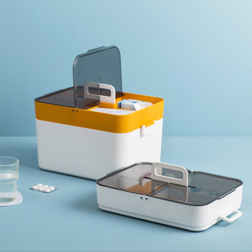 Big Capacity Double Tier Medicine Box with Transparent Lid
