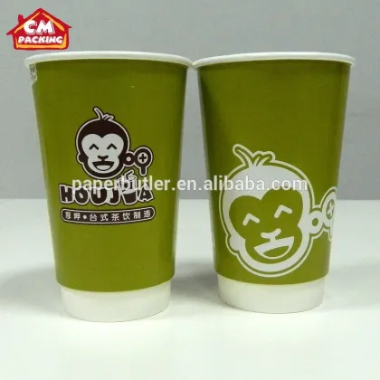 Nature Cup double wall disposable paper cup printed hot coffee cup 16oz 500ml