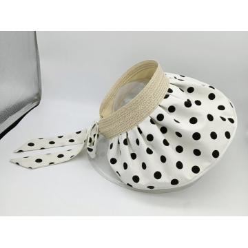 New paper straw sunhat with dots fabric