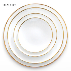 gold rim bone ceramic plates