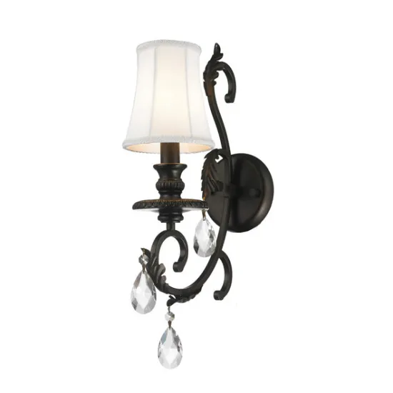 European Dark Bronze Wall Light with Clear Crystal Lampshade
