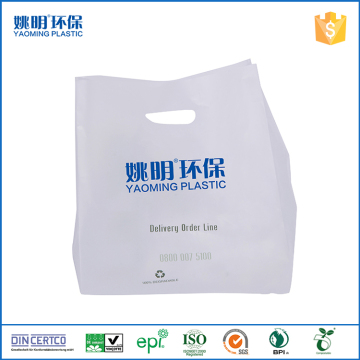 Yaoming plastic die cut bag white custom color handle bag