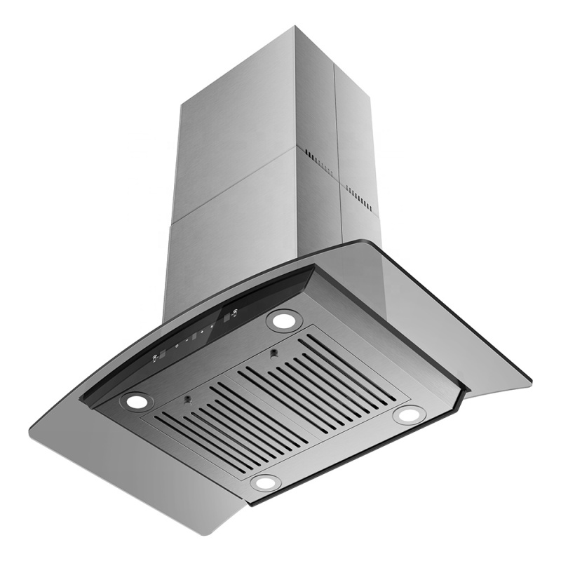 Custom Stainless Steel Baffle Filters 3 Speed Fan 36 Inch  Kitchen Island Ductless Range Hood for Kitchen Cooker Hood