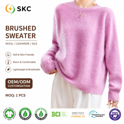 Luxo lã caxemira mistura de seda escovado eco-friendly inverno camisola ultra macio pele-friendly forro cardigan sólido baixo moq 1 pçs