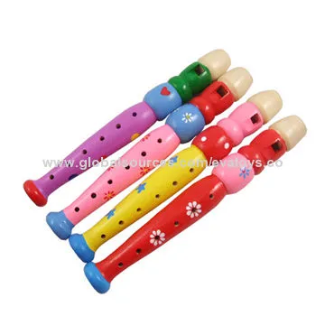 Wooden flute toy for kids, measures 20*3*3cm