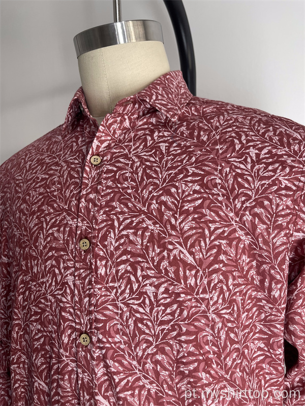 Camisa de manga longa casual impressa em algodão