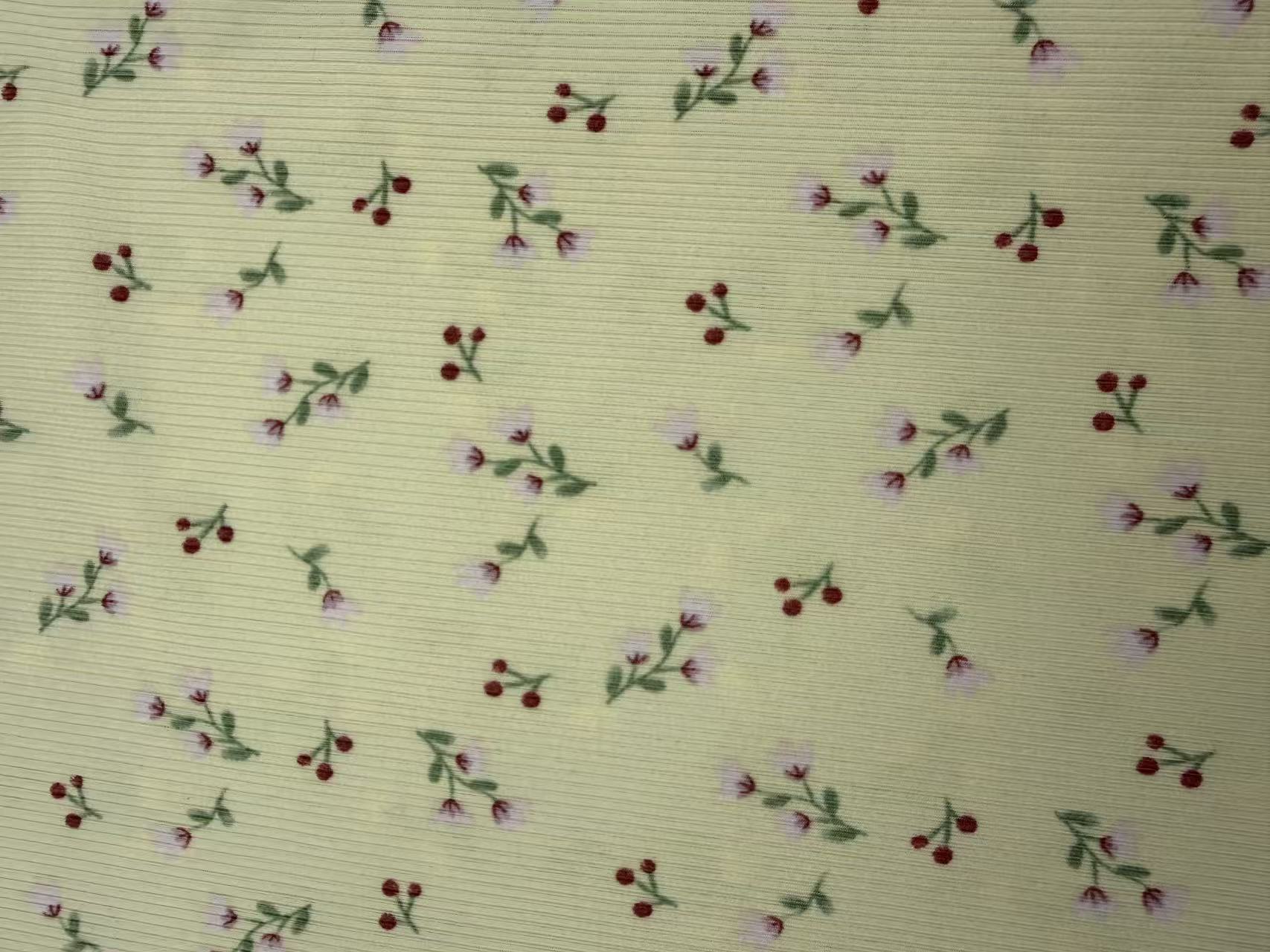 Waterprint Floral 2*2 Rib Knit Fabric*