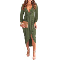 Women's Long Sleeve Ruched Wrap Dress