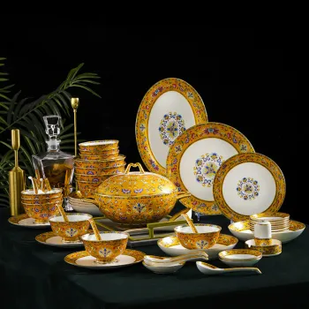 Customized Factory Price Manufacturers 80cps Luxury Ceramic Dinner Plate Set