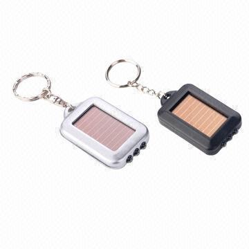 Solar dual power LED flashlight with keychain