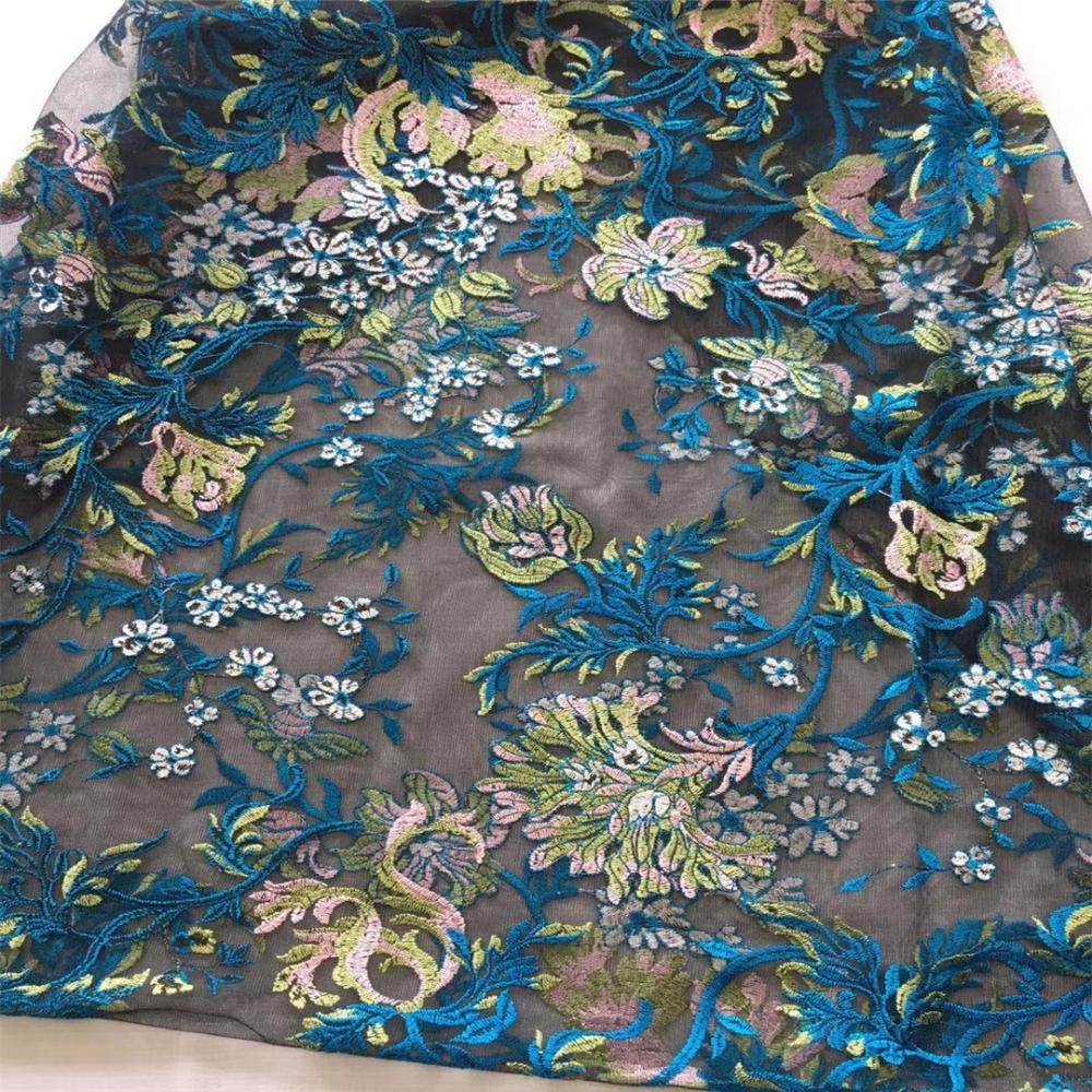 Colorful Big Flower Flat Embroidery Fabric