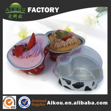 Disposable aluminum foil heart shaped oven safe cake mould with lid