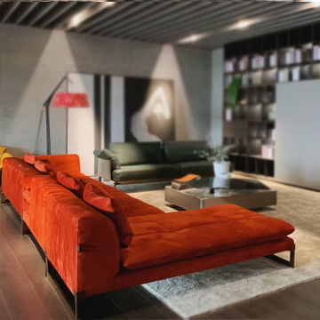 Sponge orange l-hugis sofa