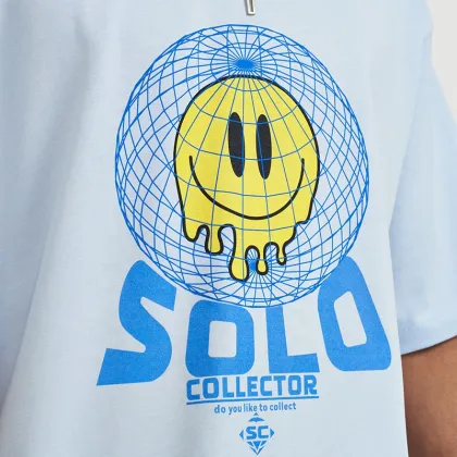 American Fashion Classic Smile Print Loose Cotton T-Shirt