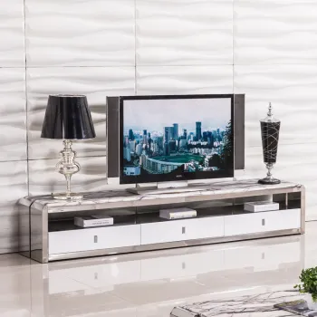 Stainless Steel Glass TV Stand