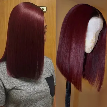 Msbeauty Wholesale Unprocessed Virgin Brazilian Human Hair Bob wig 1b/99j Straight 13*4 Lace Front Wig Short Bob Wigs Human Hair