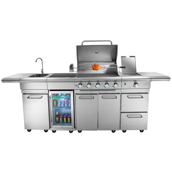 High-Quality Stainless Steel BBQ Gas Grill Island for Outdoor Kitchen Use in the Garden