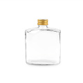 garrafa de bebida de vidro quadrado plano 250 ml com tampa