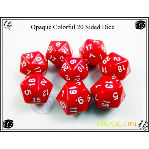 Colorful Opaque Polyhedral 20 Sided Dice