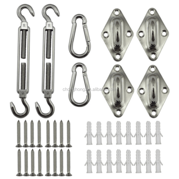 Kit de hardware completo para placa de ojo de la almohadilla M5 y vela de sombra de sol con ganchos de acero inoxidable para hamacas cuadradas, adecuada para suspensión interior y exterior en techos