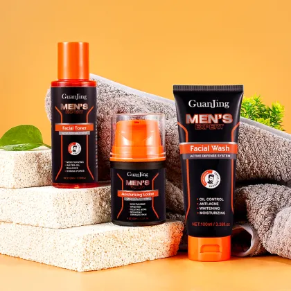 Guanjing Men Skin Care Set: Deep Cleansing, Whitening, Oil Control, Moisturizing (3PCS)