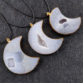 Natural agate crystal tooth original stone heart moon five pointed star Pendant Necklace irregular ore pendant accessories