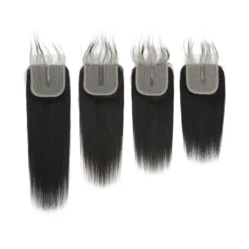 2021 Hot Sell Half Machine Closures Half Hand Made Hair Closure Piece Cheap T-part Lace Closure