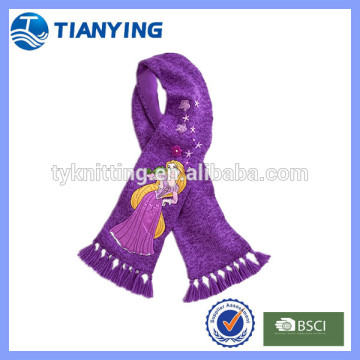 2016 beautiful acrylic pretty girl purple scarves with lining