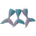 44MM plastic resin mermaid tail glitter cabochons/ necklace bead charm pendant with 3MM top hole jewelry finding accessory