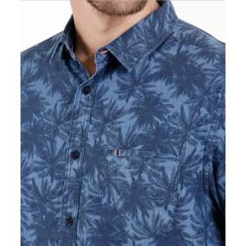 Camisas de hombre 100% algodón con estampado de manga corta