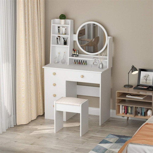 Vanity Set with Round Mirror Vanity Dressing Table