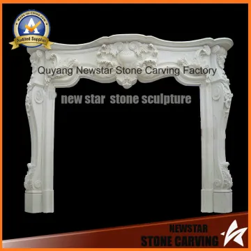 Freestanding White Marble Fireplace / Marble Fireplace (NS-12F53)