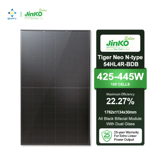 Jinko Solar Panel Tiger Neo N-Type: High-Power 425W-445W All Black Bifacial Half Cut PV Modules