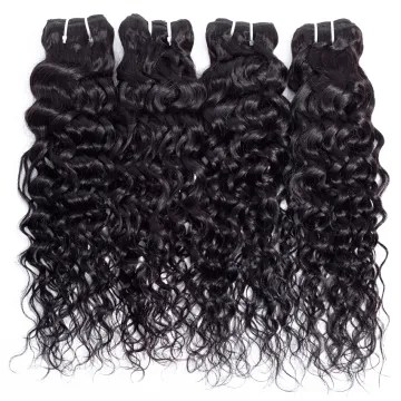 1b Color Natural Water Wave Human Hair Double Weft Extension Cheap Raw Indian Cuticle Aligned Remy Wholesale Bundles Virgin Hair