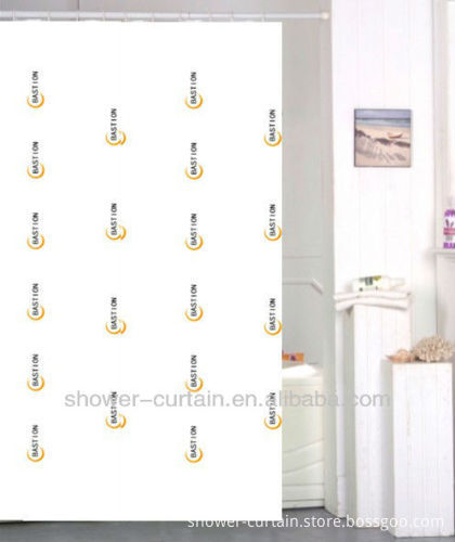 fabric printed Letter shower curtain white and black