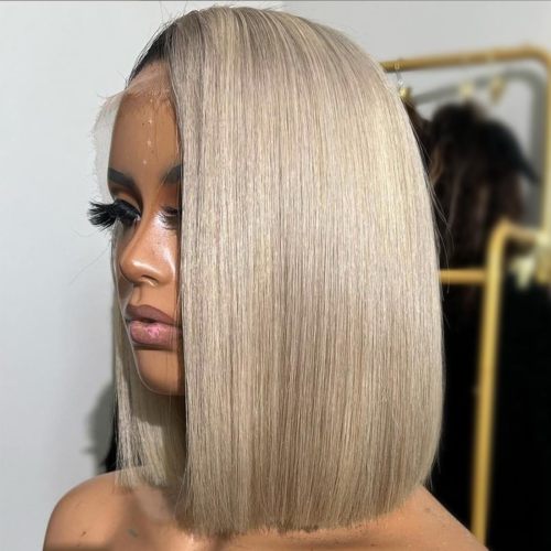 Ash Blonde Bob Wigs Human Hair