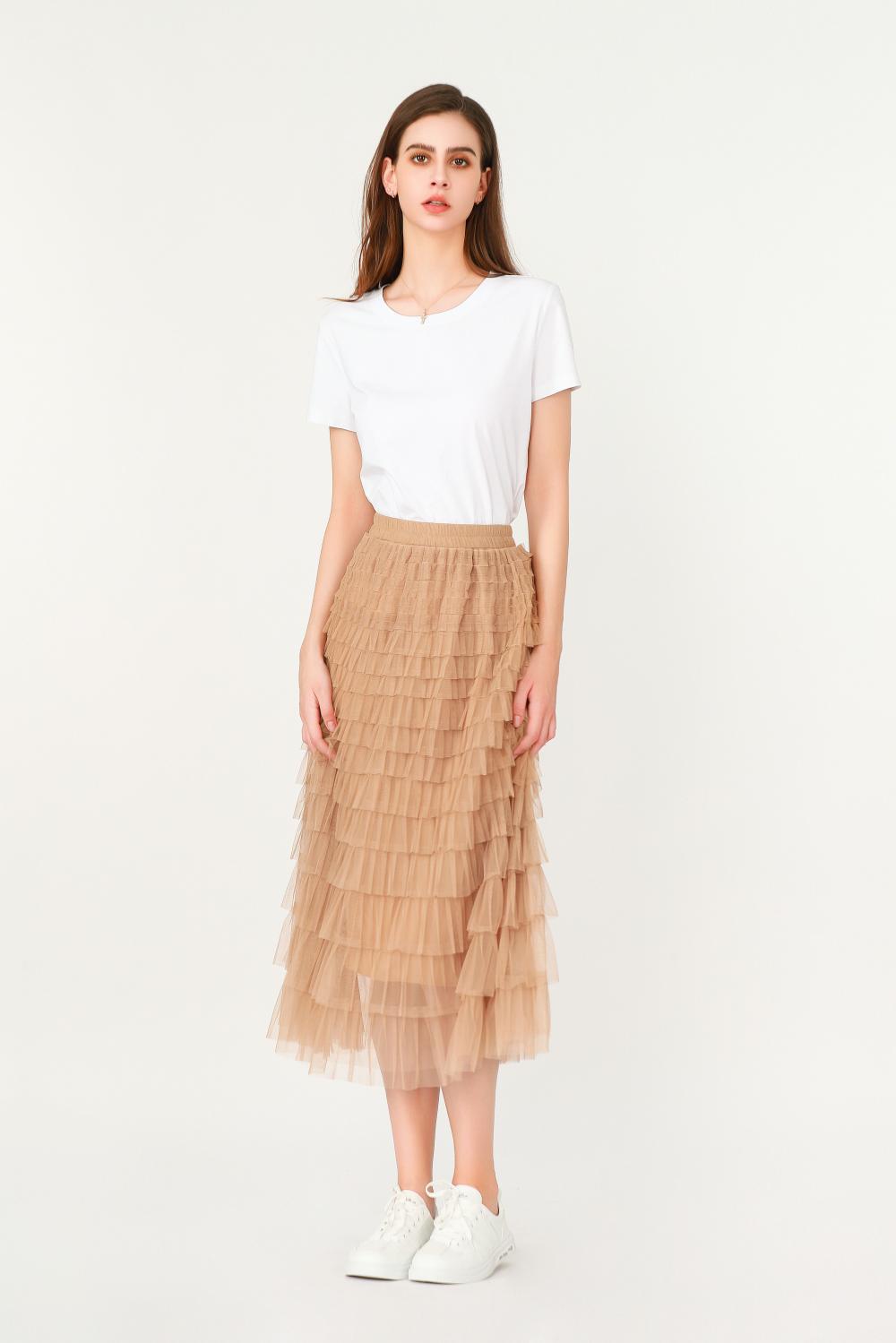 Lace Pleated half-length Skirt